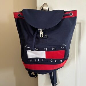 Vintage - Tommy Hilfiger Navy and Red Backpack